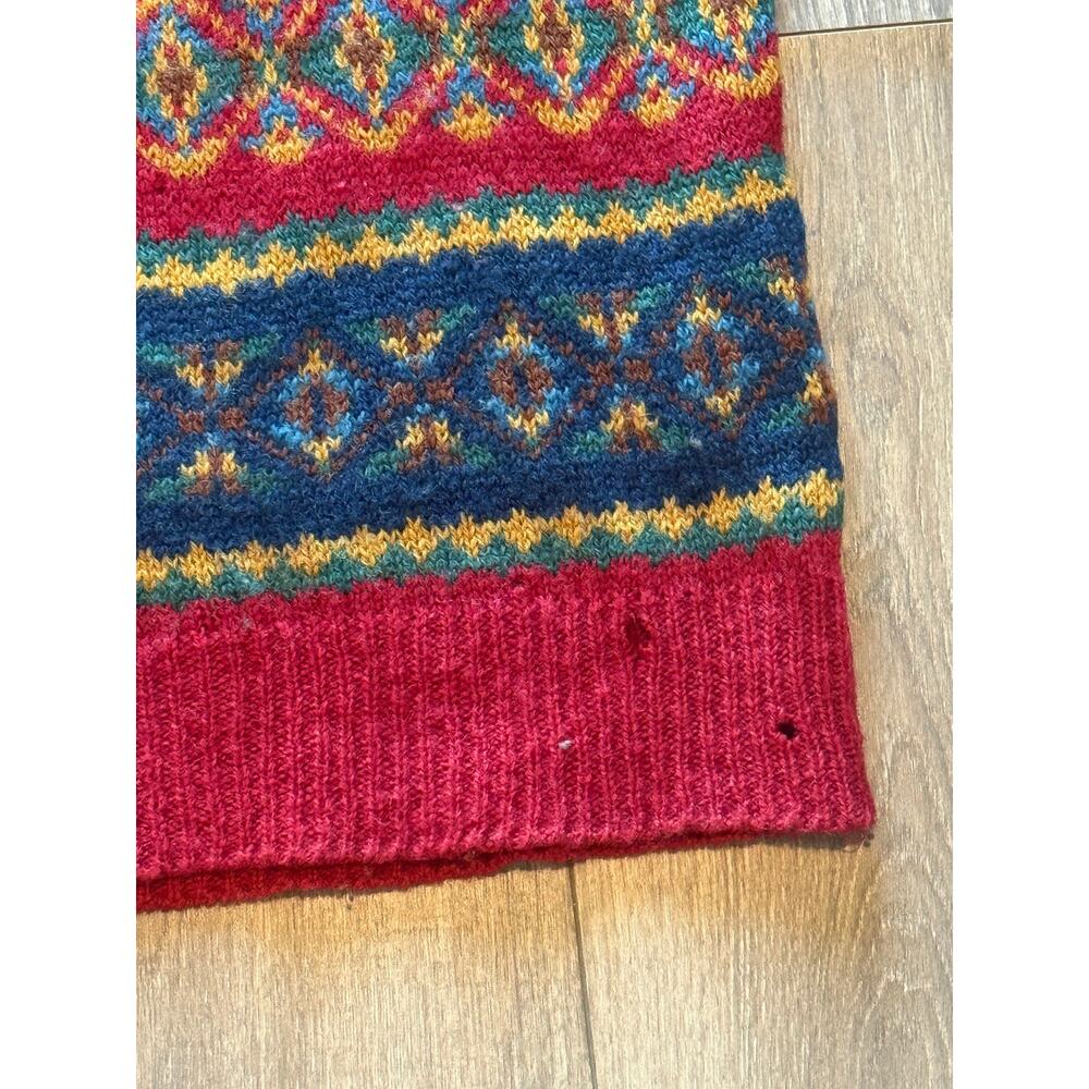 Vintage 80s Laura Ashley 100% Wool Nordic Fair Isle Sweater Made Great Britain - Picture 4 of 12
